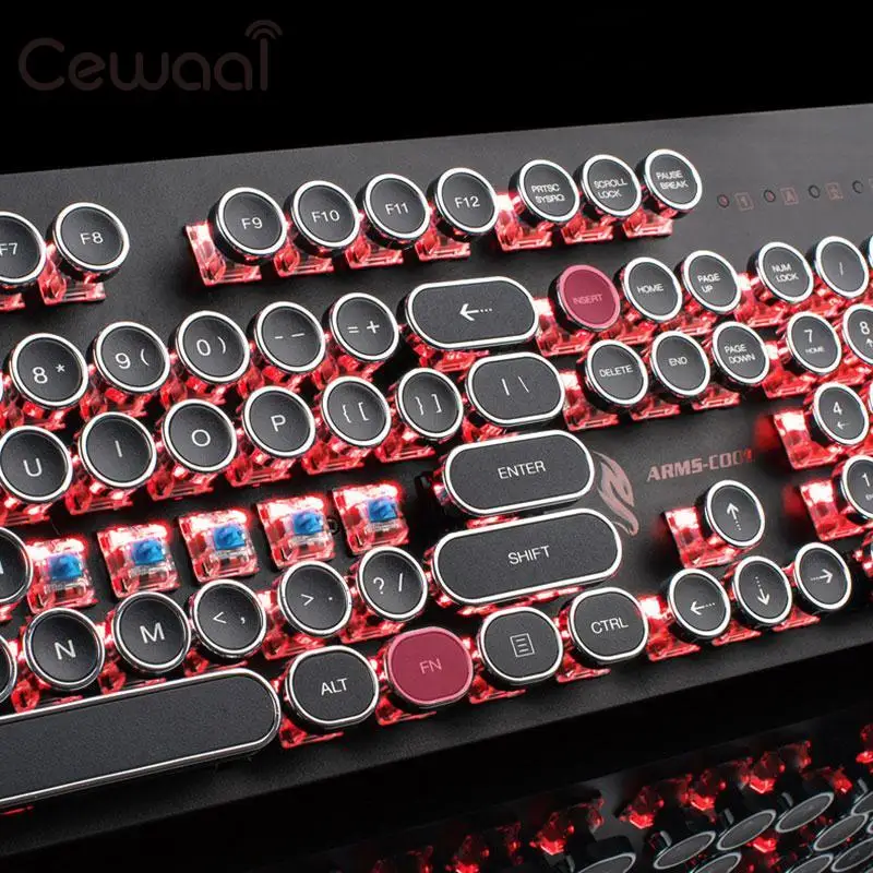 Механическая игровая клавиатура CEWAAL Ретро стиль Паровая 104 10 шт фиксированный