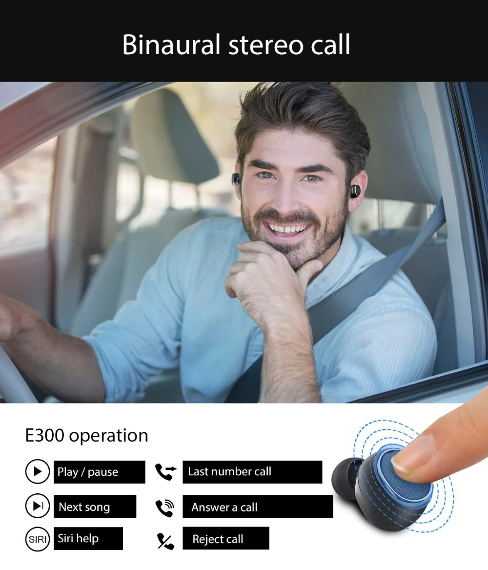 EKSA Touch Control Hifi наушники с микрофоном 1800 мАч зарядный чехол V5.0 TWS стерео