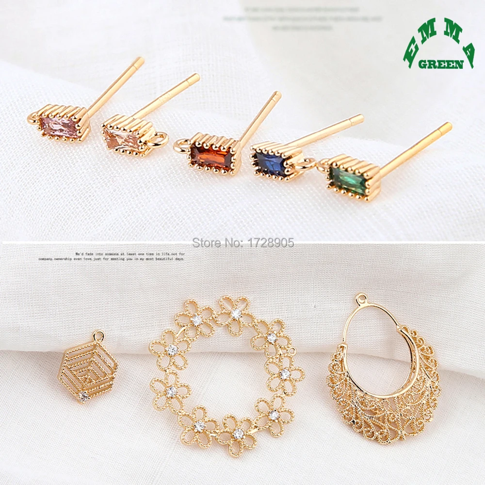 

Earring Stud Earrings Jackets Zircon Geometric Gold Charms for Women fashion Earrings making Findings 4 pcs
