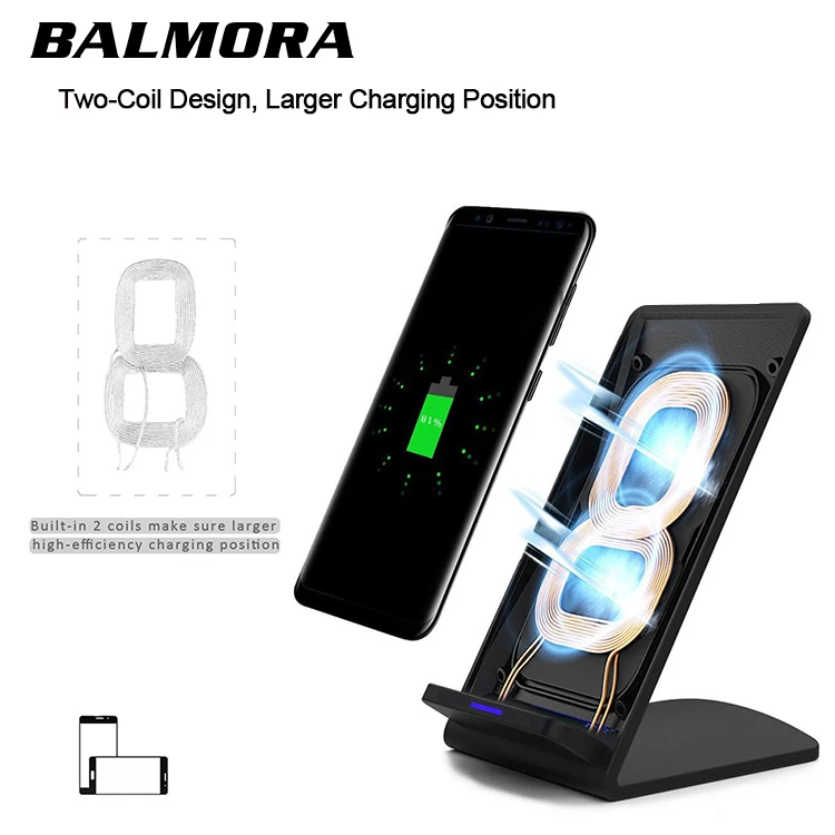 

BALMORA Travel Wireless Charger Stand QI Quick Charger for iPhone X 8 8Plus USB Charger for Galaxy S8 S8plus S6Edge S7Edge Note5