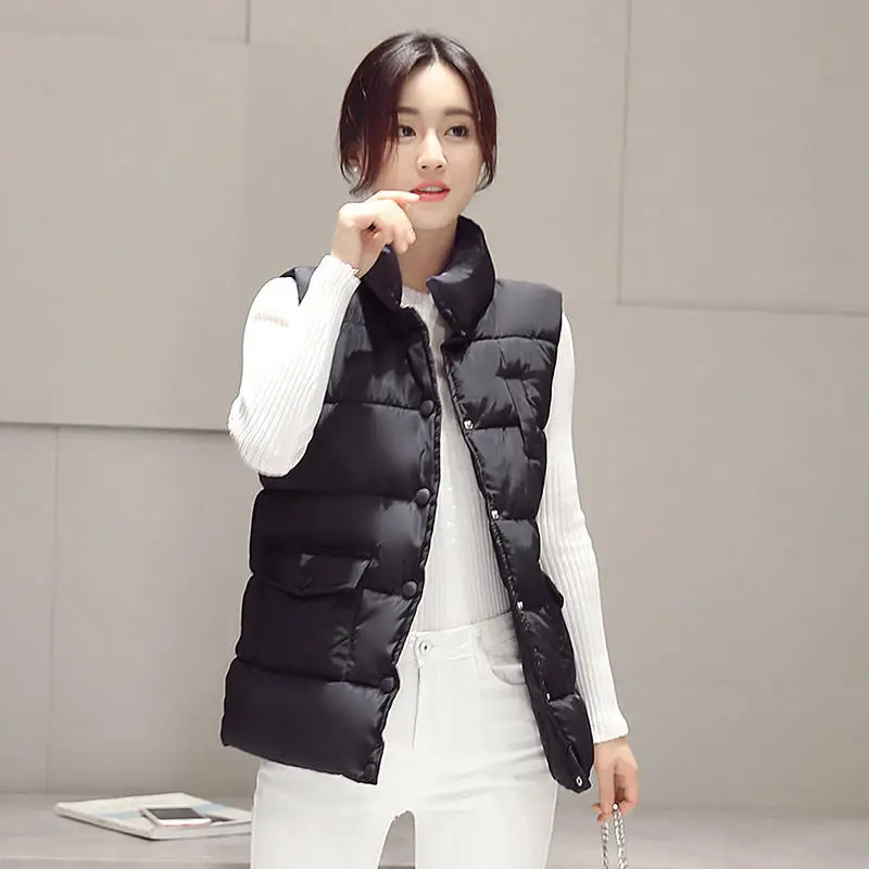 

Down Cotton Vest Jacket Women Loose Sleeveless Plus Size 3XL Warm Vest Female Coat Casual Streetwear Waistcoat Women Vest Q1765