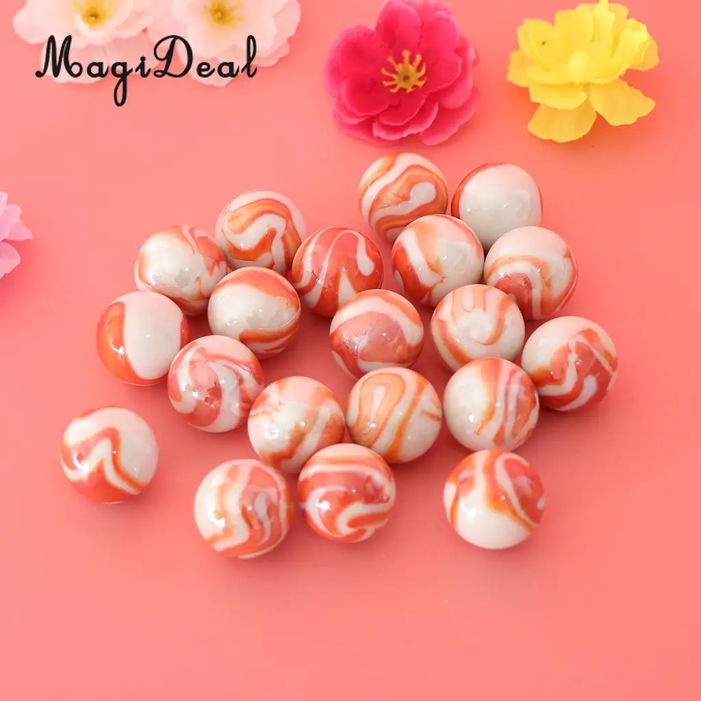 20pcs 25mm Floral Stripes Glass Marbles, Kids Marble Run Game, Marble Solitaire Toy Accs Vase Filler & Fish Tank Home Decor