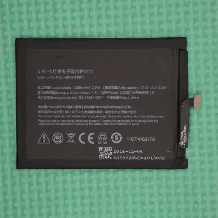 Li3932T44P6h806139 Аккумулятор для 100% оригинальный zte Nubia Z17 NX563J аккумулятор 3200 мАч |