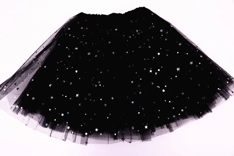 YWHUANSEN Пышная юбка с милыми звездами и блестками для девочек трехслойное бальное платье с блестками для детей, балетная юбка-пачка, пышная юбка - Цвет: Черный