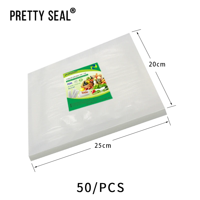 

PRETTYSEAL Freezer bags Vacuum Fresh Food Shield Bag Rolls 20*25 50/100pcs Food Storage Bags Kitchen Packaging Tool stretch fil