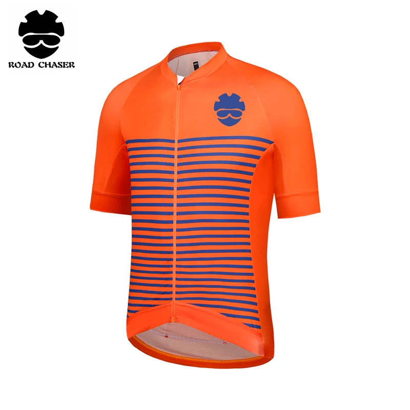2018 New Orange Mens Short Sleeve MTB Quick Dry Bicycle Cycling Jerseys Racing Sportswear Tops