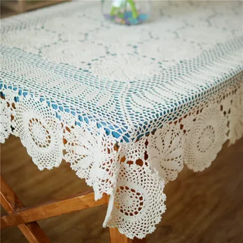 Crochet White Table Cloth Cotton Tablecloth Beige Crochet Lace Tablecloth Many Size Available