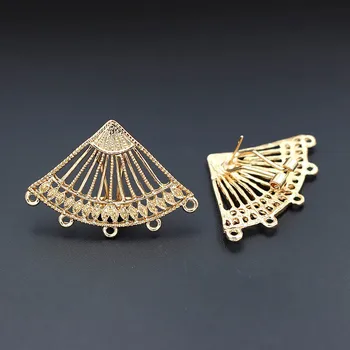 

African Earrings Post with 5 Loops Hanger Connector Filigree Findings DIY Metal Chile Middle East Women Wedding Earrings Jewelry