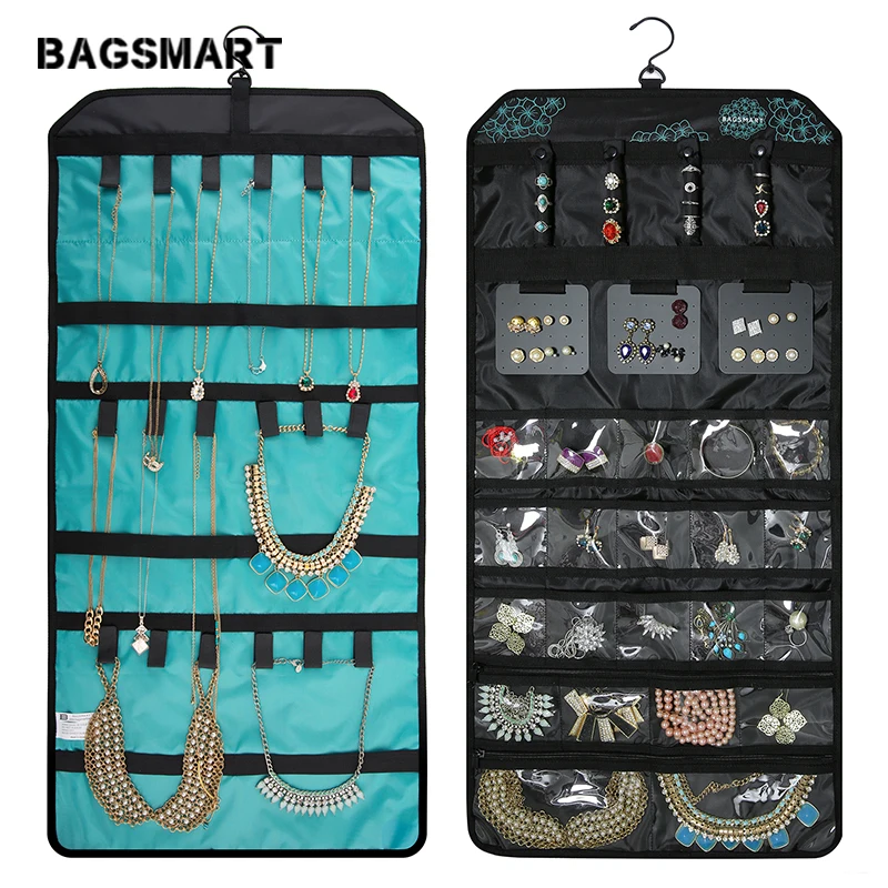 BAGSMART двухсторонний подвесной органайзер для ювелирных изделий закатать мешок