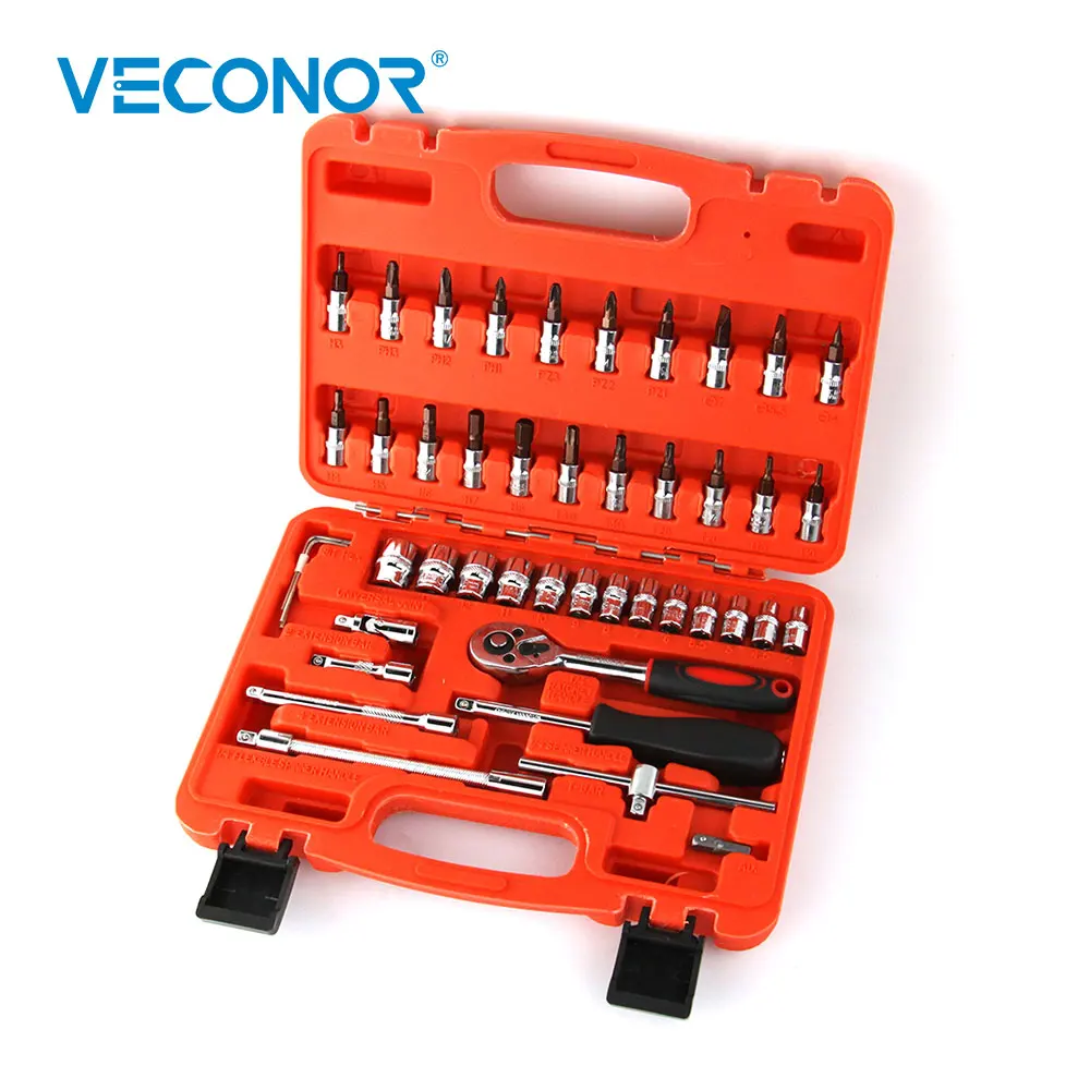 VECONOR 46 Pieces Industrial Grade Combination Ratchet Socket Tool Set