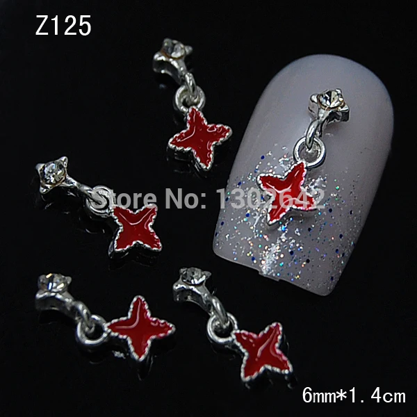 

10pcs/pack Red Star Pendant Glitters Rhinestone Polaris Nails Salon Jewelry decoration Fingernail articles