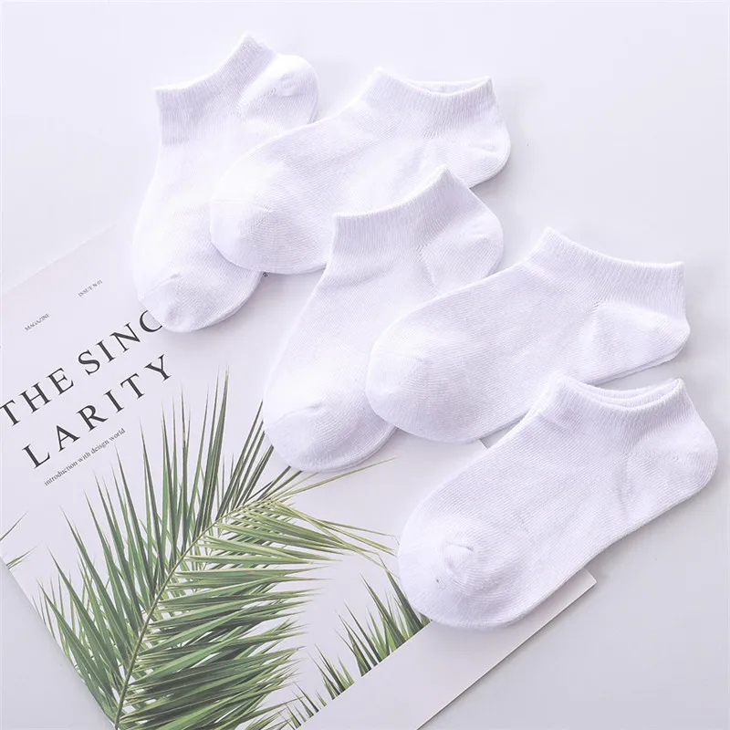 Baby Socks 5 Pairs/lot Boys Girls Pure White Socks Cotton Soft Newborn Babies Loose Comfortable Socks Kids School Sport Clothes