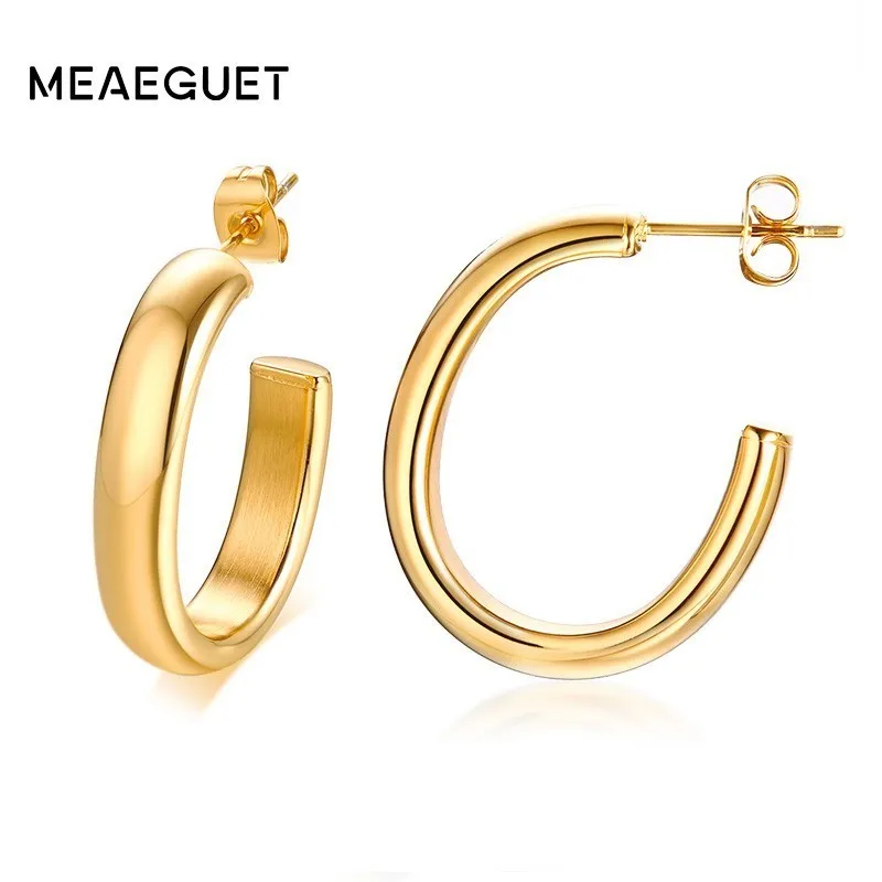 

Small Hoop Earrings U Letter Design Assortment Silver Gold Earing For Women Tube Stainless Steel Brincos