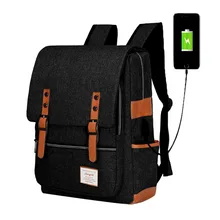 Винтажные мужские и женские рюкзаки с зарядкой через Usb, школьные сумки для подростков мальчиков и девочек, вместительный рюкзак для ноутбука, мужской рюкзак