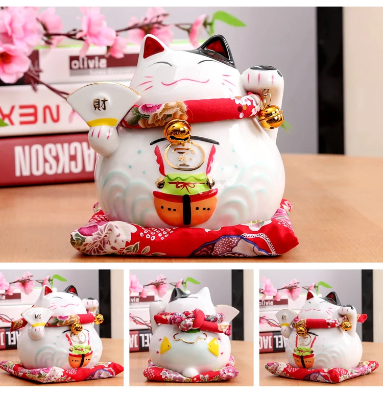 4,5 дюймовая керамическая копилка Maneki Neko Lucky Cat домашний декор фарфоровые декоративные украшения Рождественский подарок Удача кошка копилка ремесло