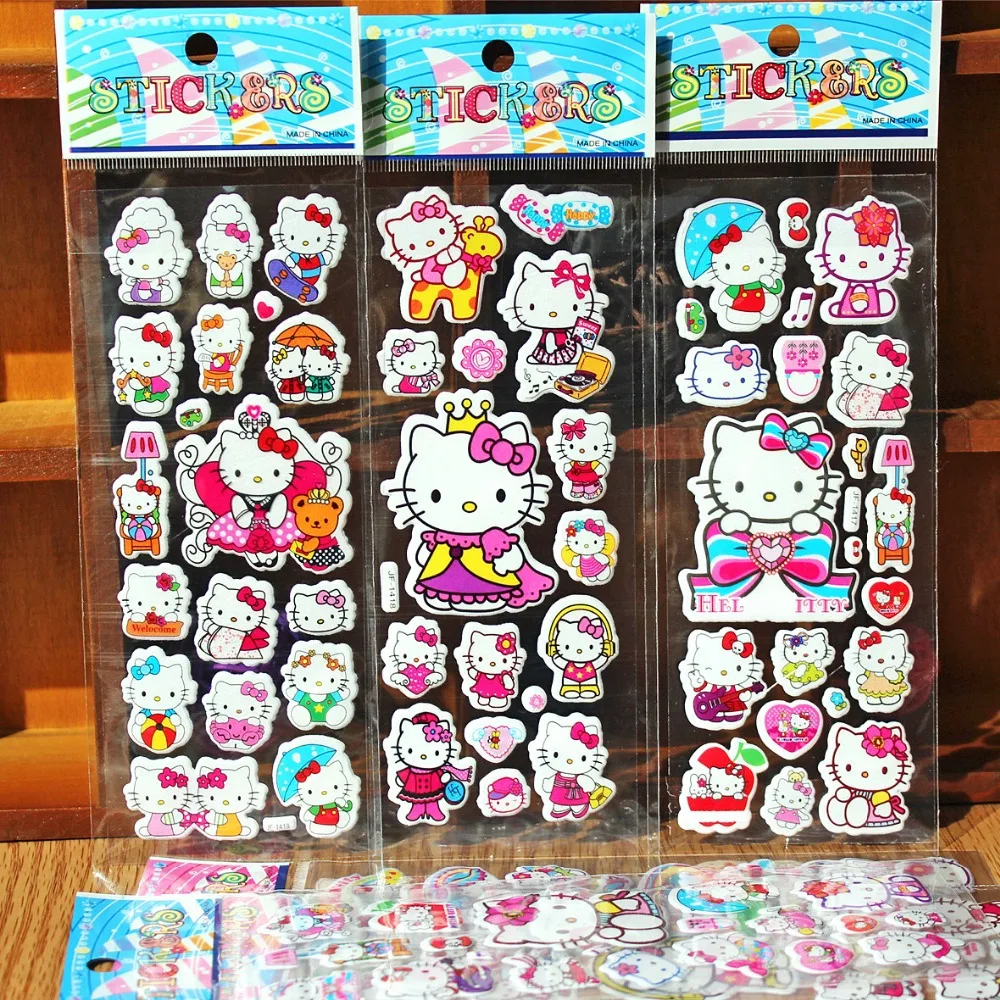 

5pcs Kids Sticker Sheets Children 3D Foam Sticker Famous Cartoon Kitti Cat Stickers NOT for Nail