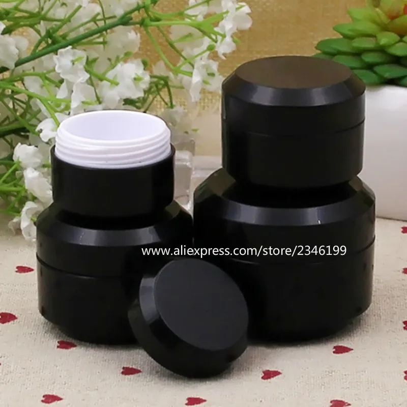 

5g 10g 15g 30g Empty Black Plastic Packing Bottle Facial Mask Cream Jar Eye Cream Box Nail Beauty Cosmetics Sample Package,30pcs