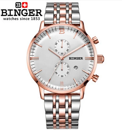 2016 Mens Watches Top Brand Luxury Quartz Watch Fashion Stainless steel Wristwatches Binger men relogios masculinos