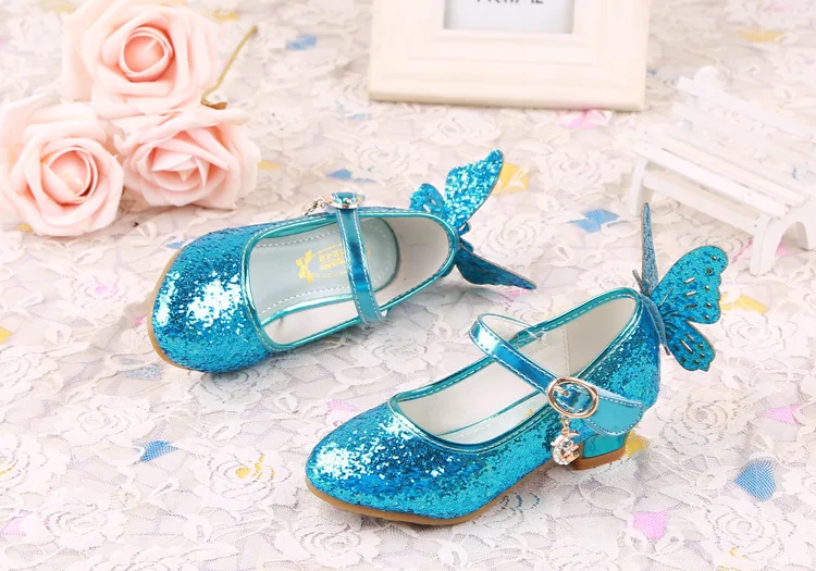 Новые Детские Обувь для танцев вечерние хрустальные туфли на высоком каблуке для принцессы детская кожаная обувь бабочка-узел студент