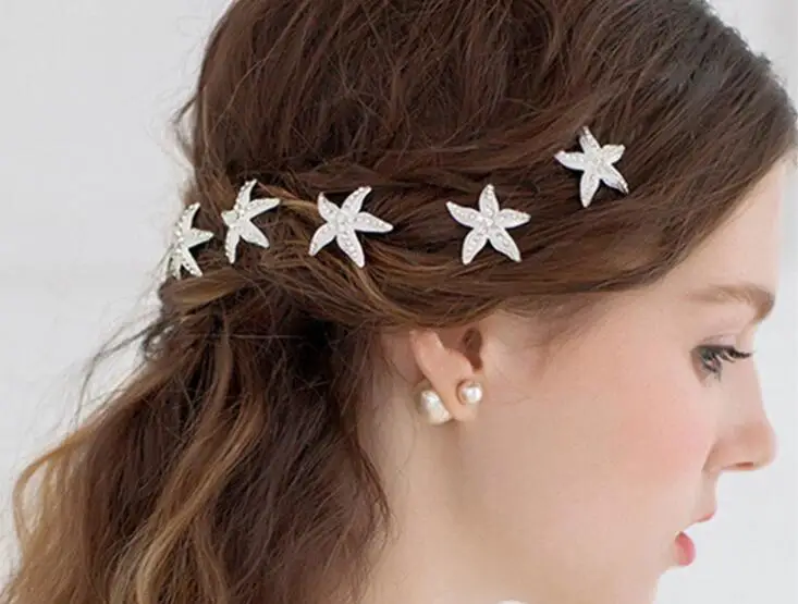 

Crystal Starfish Hair Pin Wedding Bridal Bridesmaid Rhinestone Hair Pins Clips Women Hairpins Hairwear Accessories 60pcs/lot