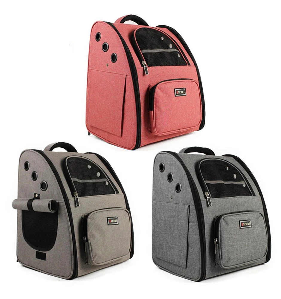 

QQQPET New Design Breathable Pet Backpack Night Reflective Dog Carry Bag Portable Collapsible Dog Pet Cat Carry Backpack