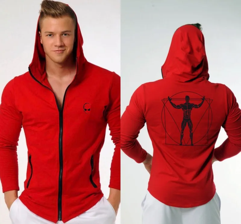 Толстовки camisetas masculina Толстовка Бодибилдинг и фитнес-толстовки Мужская спортивная одежда - Цвет: Красный