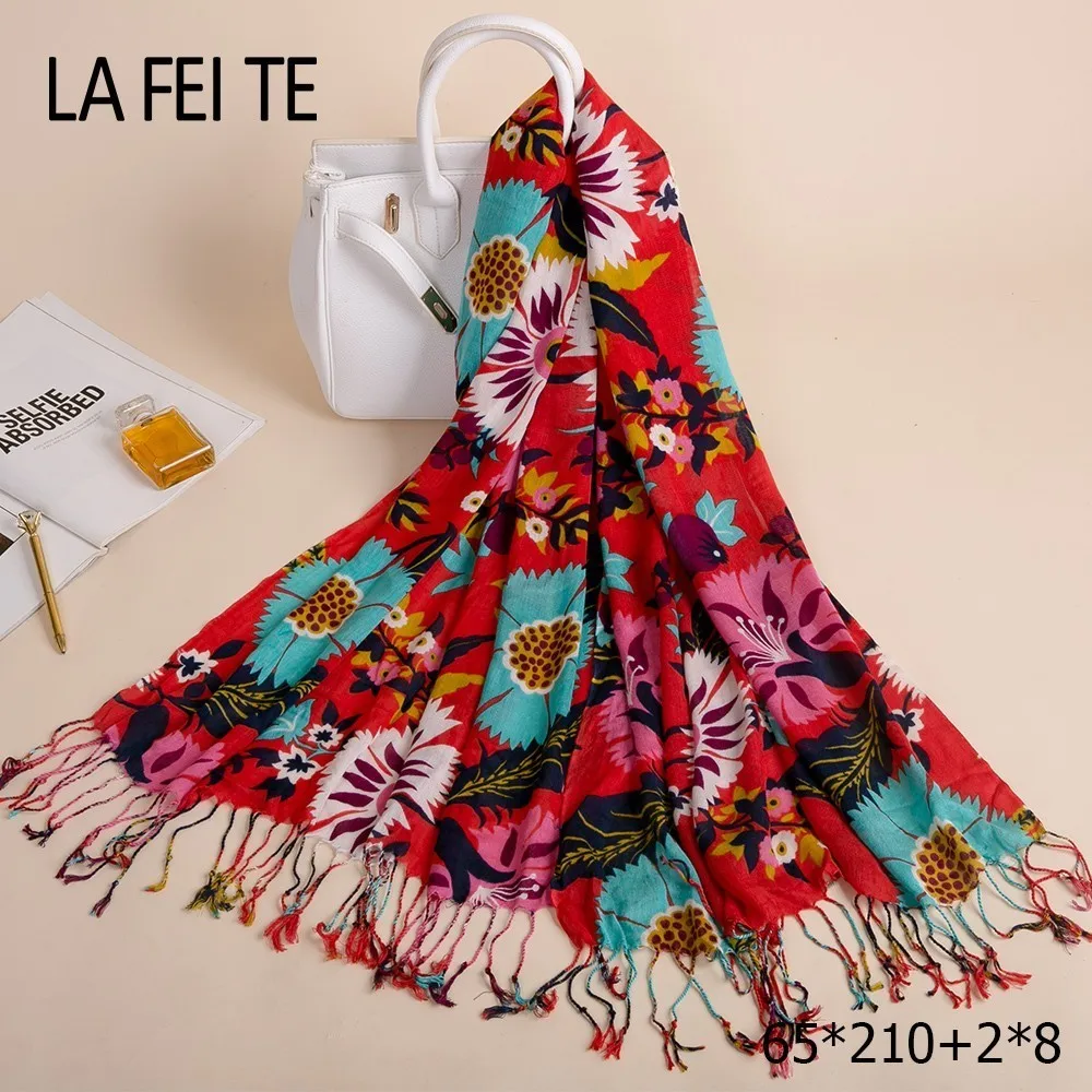 

Long Cotton Winter Scarf Women Warm Stoles Kerchief Shawl Neck Hair Head Wool Viscose Hijab Flower Women Scarf For Ladies 2019