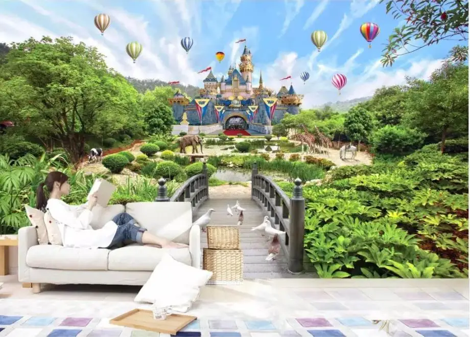 Пользовательские 3d фото обои рулон замок животные мир для стен спальни детская