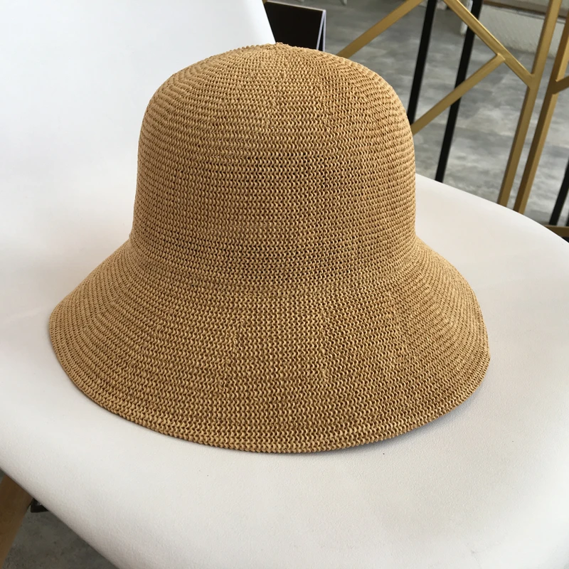 New Women Sun Hats Simple Straw Hat Sunproof Summer Care Beach Cap Female Artistic Big Brim Caps Breathable Summer Ladies