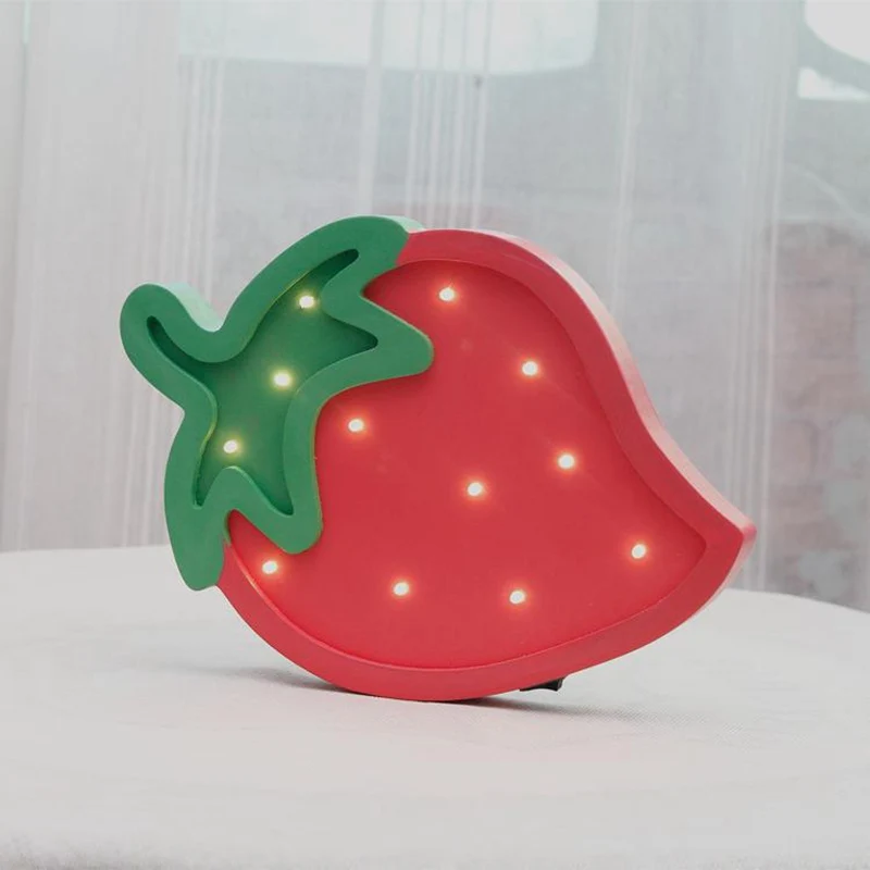 Cute Strawberry LED Night Light Wall Decoration Warm White Table Lamp Bedroom Kid Children Room Decor Light for Girls Kid Gift (7)