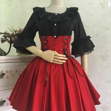 Готический леди талии тонкий Лолита красное вино небольшой свежий литературный диапазон Mori Girl Стиль skir