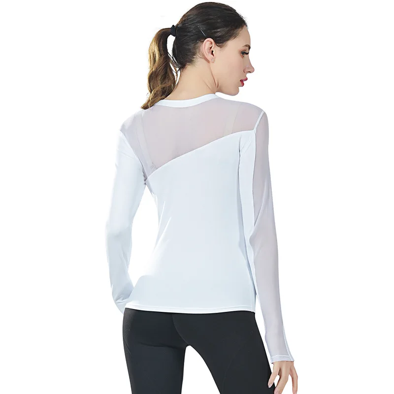 

Gray Red Black White Mesh Women Yoga Tops Sports T Shirts Long Sleeve Sport Top Fitness Women Sports Wear for Women Gym Clothing