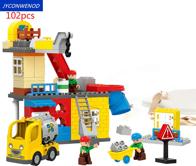 51-102 шт, городское строительство, большой размер, инженерные команды, модель, строительные блоки, игрушки, совместимые с DuploINGlys, развивающие игрушки для детей