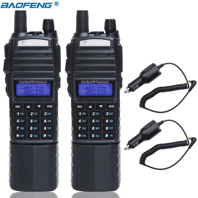 2 шт. Baofeng UV-82 рация 3800 мАч батарея двойной PTT UV 82 портативный двухстороннее радио УКВ 5 Вт Ham CB радио UV82 Охота Tran - Цвет: add car charger