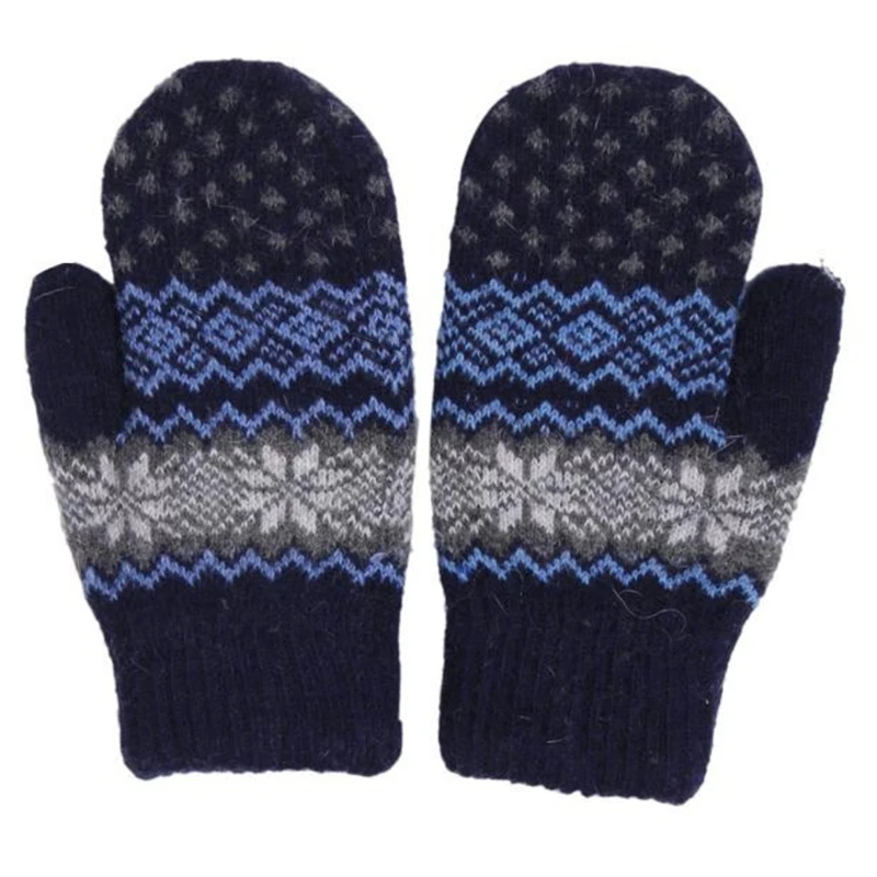 Зимние женские вязаные хлопковые перчатки, шерстяные вязаные женские теплые флисовые перчатки с принтом снежинки, теплые варежки, женские перчатки