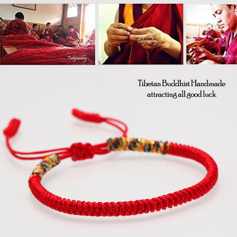 Плетеные Тибетские буддийские браслеты ручной работы узлы веревки браслет "Будда" любовь, с надписью "Lucky Charm" Тибетский Браслеты& браслеты для Для женщин Для мужчин унисекс ювелирные изделия