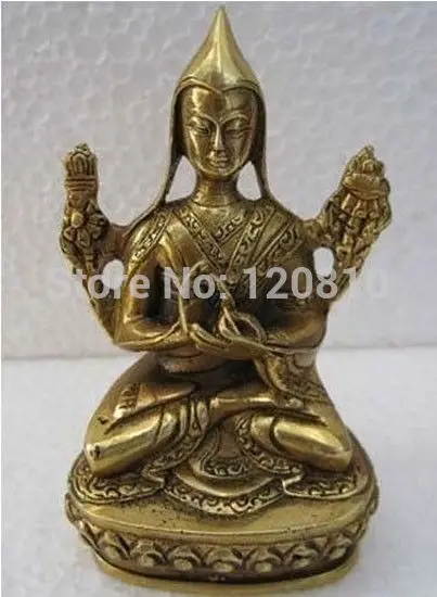 

Brass Little Tsongkahpa Guru Buddha Tibet Bronze Statue Figurine