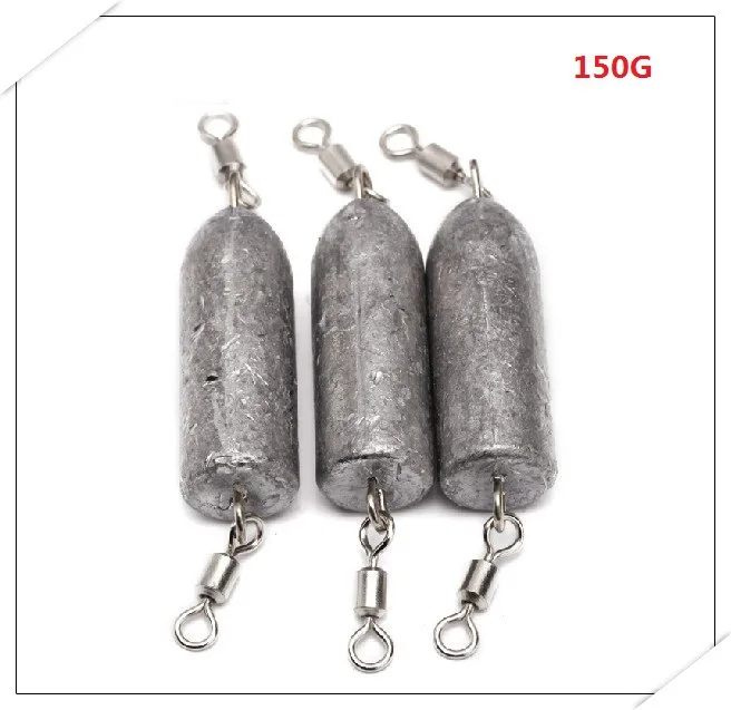 

3pcs Top quality 150g bullet double swivels fishing lead sinkers with free shipping