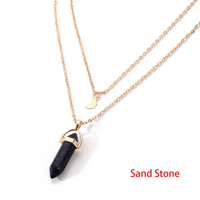 Природный камень опал Луна модное колье-чокер с золотистым камнем Подвеска из камня и хрусталя ожерелье для женщин#229163 - Окраска металла: Sand Stone
