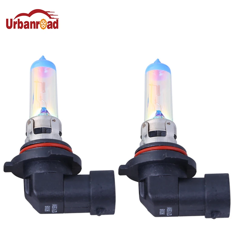 Urbanroad 2PCS Halogen Lamp HB4 9006(P22d) 12V-55W For Universal Replacement Rainbow Gold Color Head