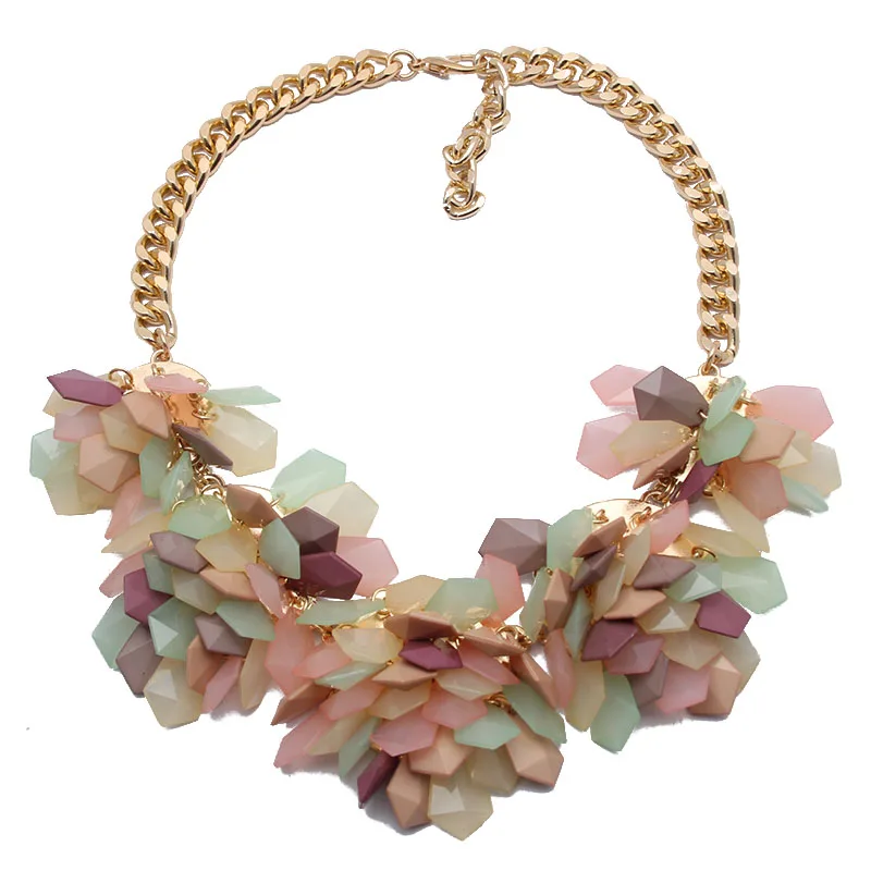 

2019 Hot Selling Fashion Luxury Brand Multi-layer Necklaces & Pendants Resin Flower Choker Statement Necklace for Women Jewelry