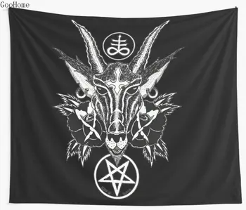 

Baphoment and Satanic Symbols Wall Tapestry Cover Beach Towel Throw Blanket Picnic Yoga Mat Home Decoration