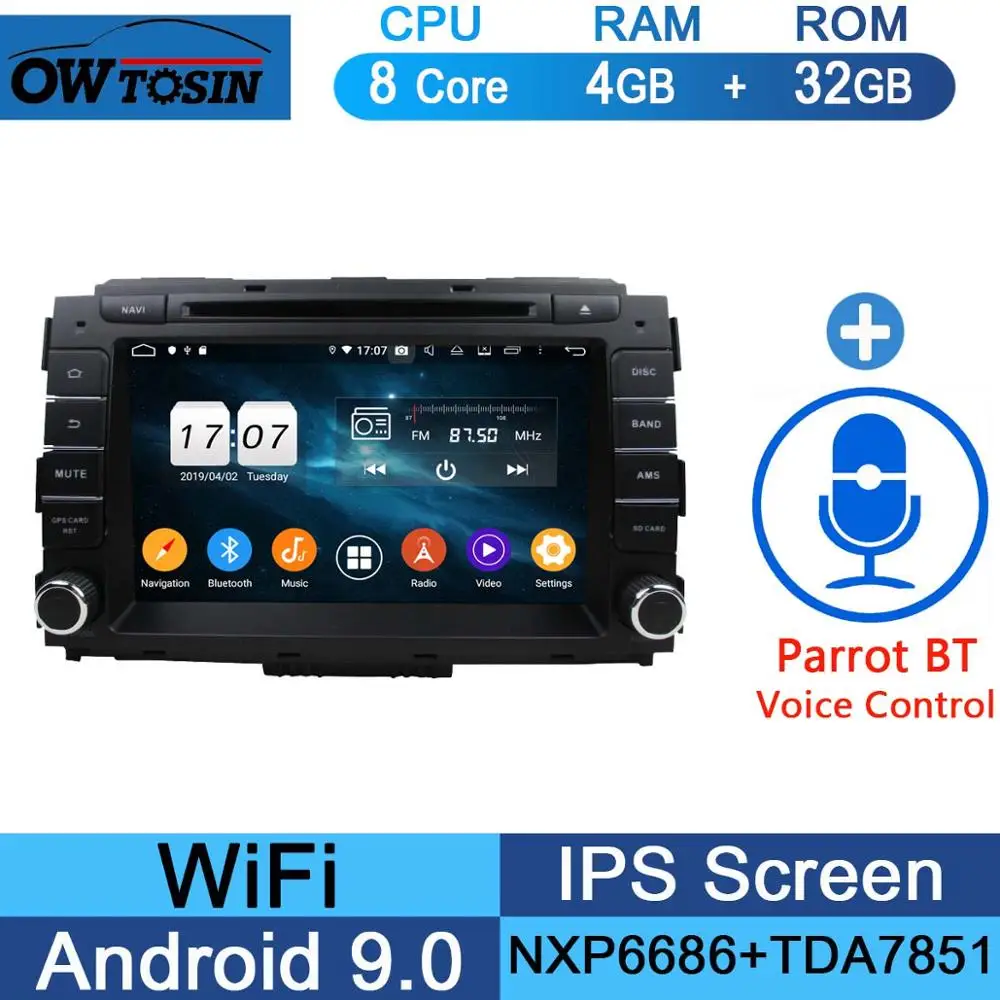 " ips 1920*1080 8 ядерный 4 Гб ram+ 64 ГБ rom Android9.0 автомобильный dvd-плеер для KIA Carnival DSP радио gps Parrot BT - Цвет: 32G Parrot BT