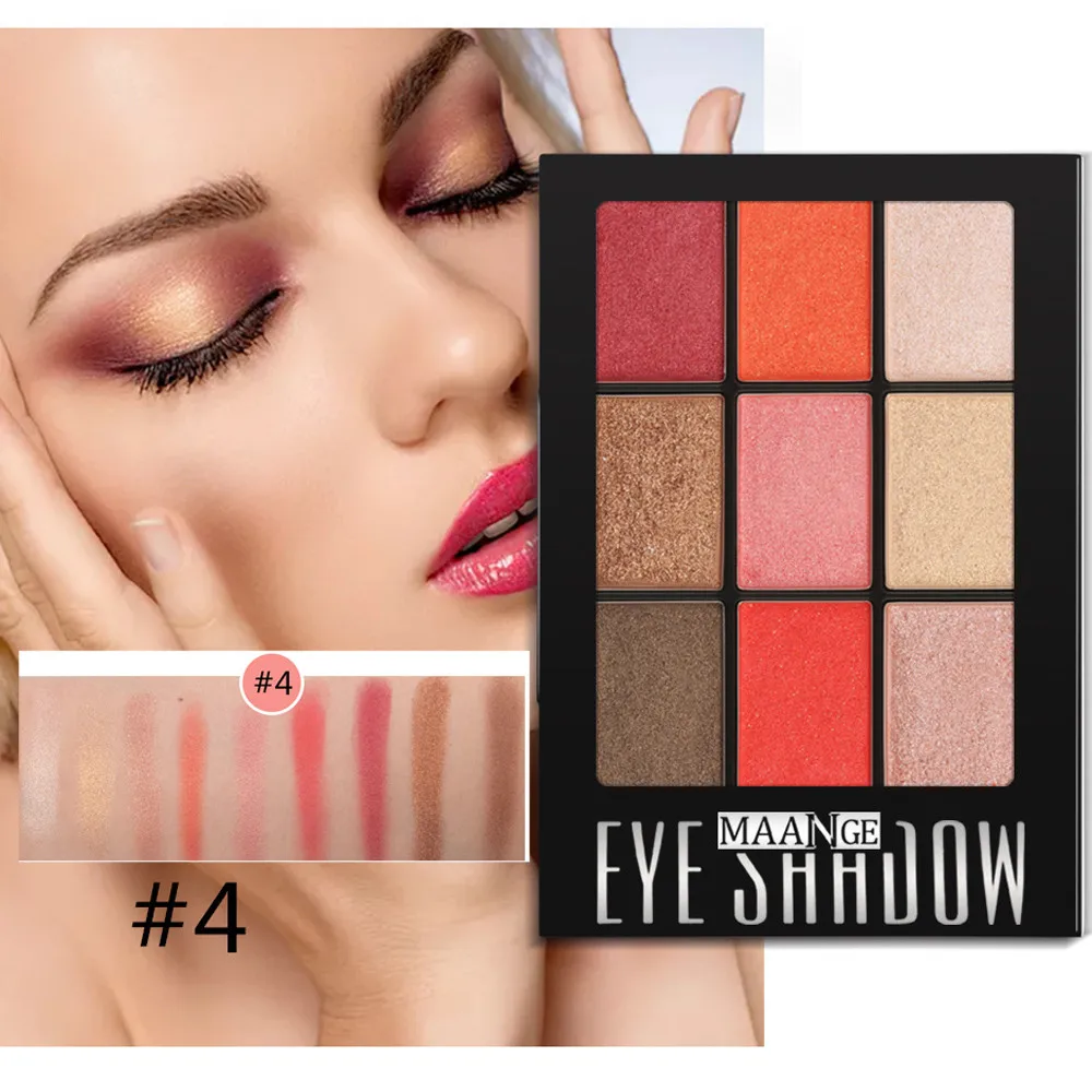 

9 Color Cosmetic Matte Eyeshadow Cream Makeup Palette Shimmer Set Brush Set beauty glazed highlighter paleta sombra de olho #05