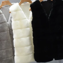 Жилет из искусственного меха, куртка, пальто для женщин, Зимняя Толстая теплая верхняя одежда, пальто, парка без рукавов с v-образным вырезом, короткий жилет размера плюс 4X