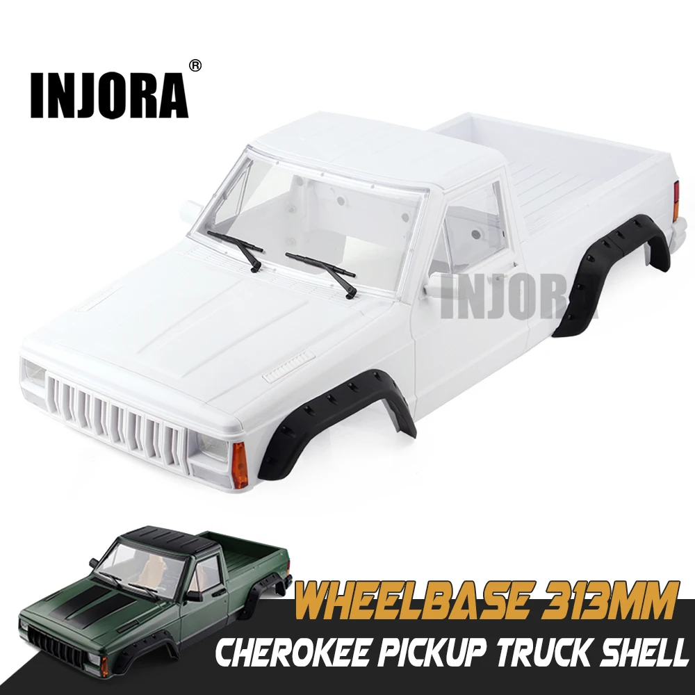 INJORA Hard Plastic 313mm Wheelbase Cherokee Pickup Truck Car Shell Kit for 1/10 RC Crawler Axial SCX10 & SCX10 II 90046 90047