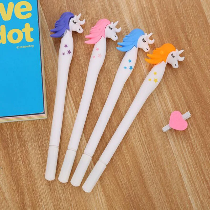 

1pc Kawaii Unicorn Pen Cartoon Colored Unicorn Pen Cute Black Ink Signature Pen Child Student Office School Supplies Stationery