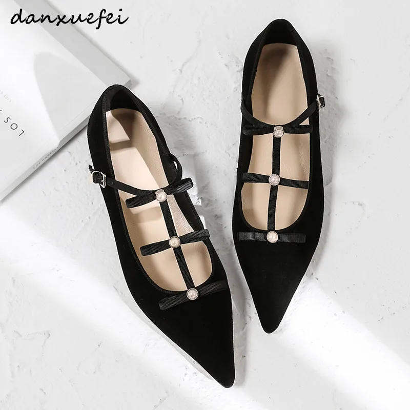 t strap pointed toe flats