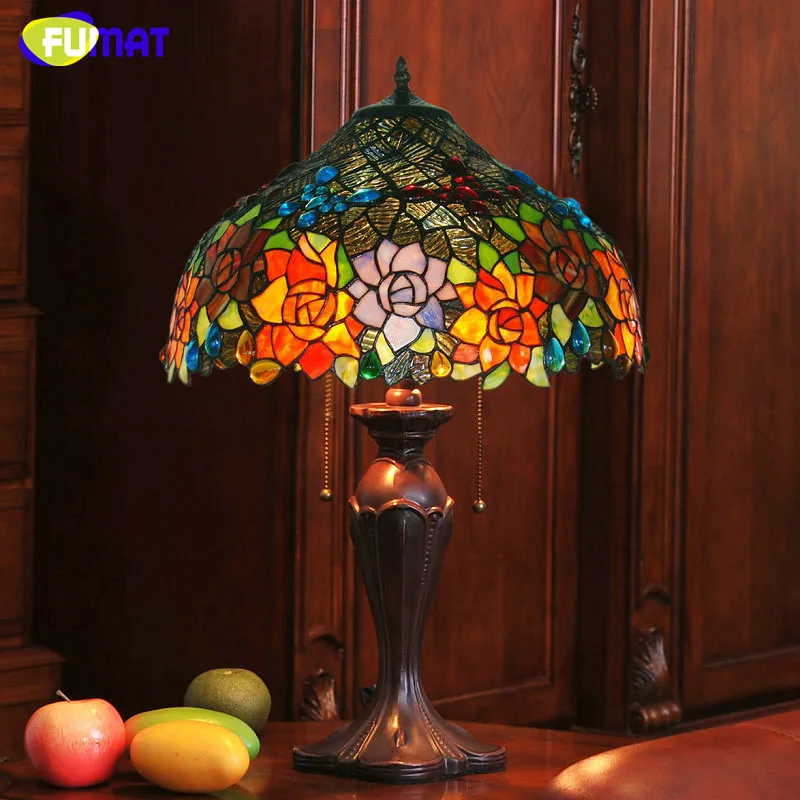 FUMAT Stained Glass Table Lamp High Qulity European Style Luxury Garden