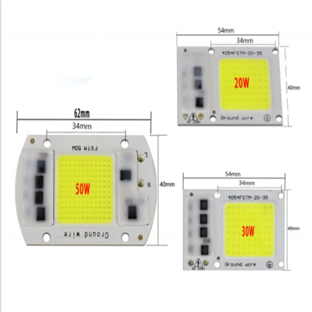 Интегрированный чип COB 20W 30W 50W Smart IC драйвер высокого Мощность светодиодный светильник чип Светодиодный точечный светильник DIY светодиодный прожектор светильник холодного Нейтральный Теплый белый